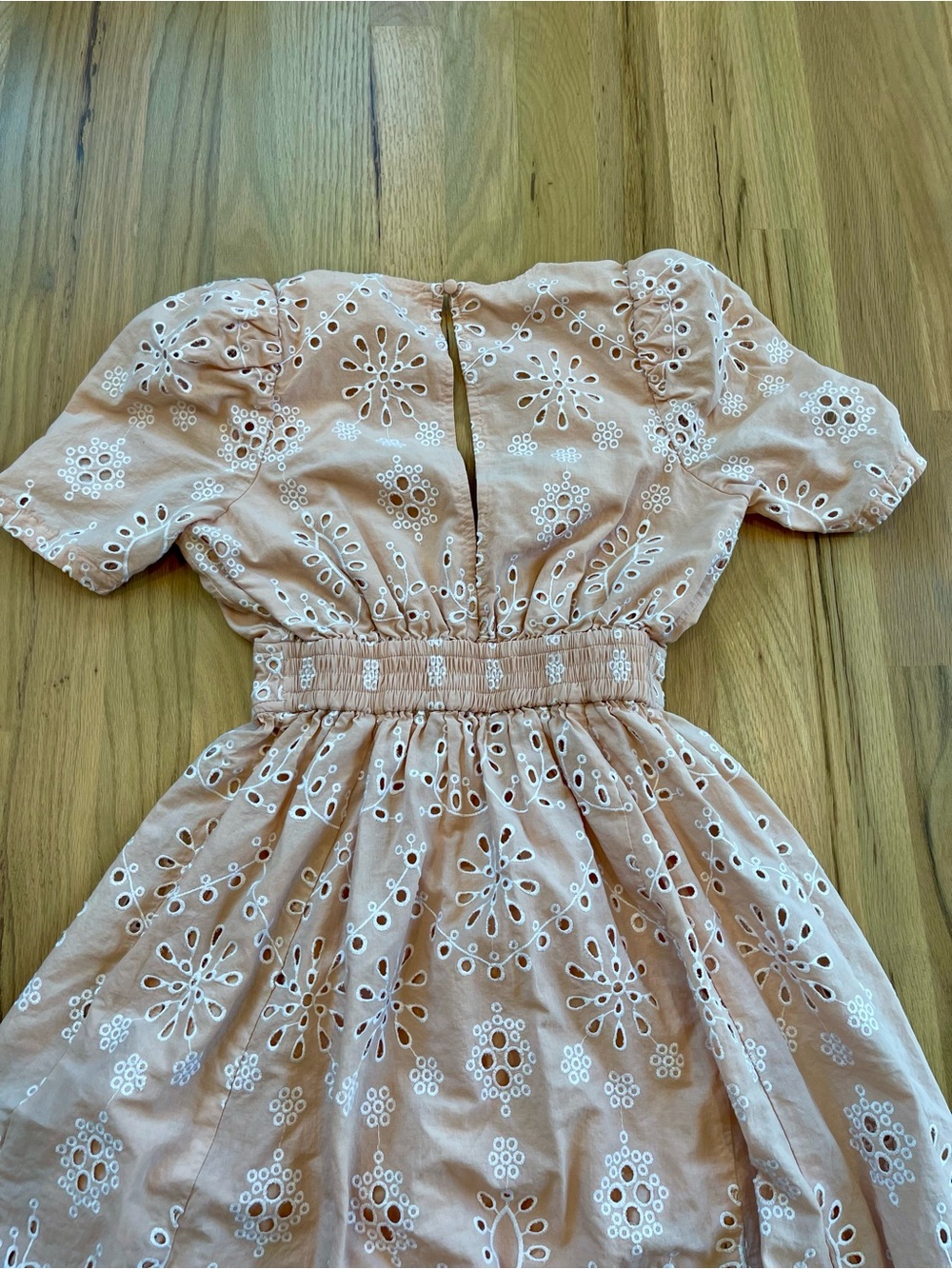 Chelsea28 Blush Eyelet Embroidered Mini Dress XXS Cottagecore Puff Sleeve - Picture 7 of 8